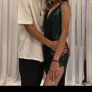 Sparkly high slit formal dress